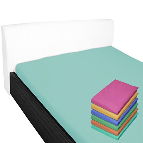Nurtextil24 Bettlaken 100% Baumwolle 28 Farben und 4 Größen ohne Gummizug Türkis 100 x 170 cm von Nurtextil24