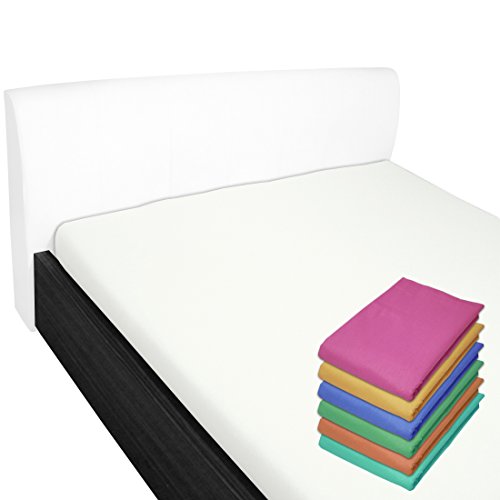 Nurtextil24 Bettlaken 100% Baumwolle 28 Farben und 4 Größen ohne Gummizug Weiß 210 x 240 cm von Nurtextil24