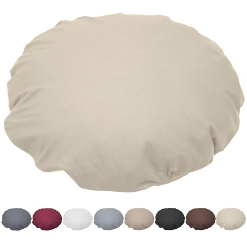 Nurtextil24 Kissen Rund 100cm Ø Durchmesser Beige 100% Baumwolle 1m Bodenkissen Sitzkissen mit Füllkissen Rundkissen Stuhlkissen Bettkissen Sofakissen Kopfkissen Dekokissen Rückenkissen Waschbar von Nurtextil24