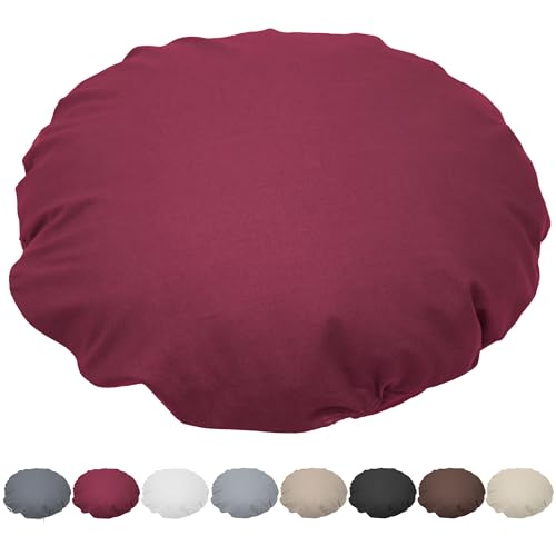 Nurtextil24 Kissen Rund 100cm Ø Durchmesser Bordeaux 100% Baumwolle 1m Bodenkissen Sitzkissen mit Füllkissen Rundkissen Stuhlkissen Bettkissen Sofakissen Kopfkissen Dekokissen Rückenkissen Waschbar von Nurtextil24