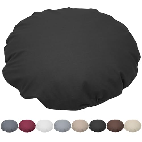 Nurtextil24 Kissen Rund 40cm Ø Durchmesser Schwarz 100% Baumwolle Bodenkissen Sitzkissen mit Füllkissen Rundkissen Stuhlkissen Bettkissen Sofakissen Kopfkissen Dekokissen Rückenkissen Waschbar von Nurtextil24