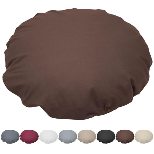 Nurtextil24 Kissen Rund 80cm Ø Durchmesser Braun 100% Baumwolle Bodenkissen Sitzkissen mit Füllkissen Rundkissen Stuhlkissen Bettkissen Sofakissen Kopfkissen Dekokissen Rückenkissen Waschbar von Nurtextil24