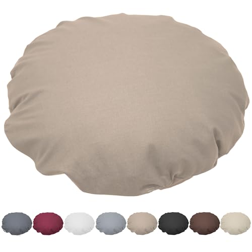 Nurtextil24 Kissen Rund 80cm Ø Durchmesser Graubraun 100% Baumwolle Bodenkissen Sitzkissen mit Füllkissen Rundkissen Stuhlkissen Bettkissen Sofakissen Kopfkissen Dekokissen Rückenkissen Waschbar von Nurtextil24