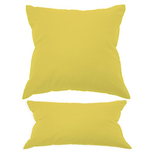 Nurtextil24 Kissenbezüge in 30 Unifarben und 20 Größen Gelb 30 x 40 cm 100% Baumwolle mit Reißverschluss von Nurtextil24