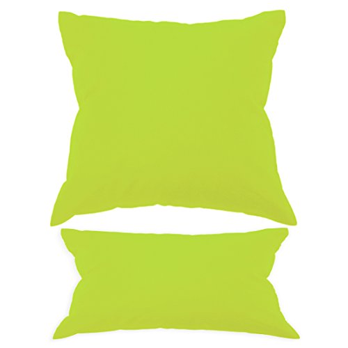 Nurtextil24 Kissenbezüge in 30 Unifarben und 20 Größen Gelbgrün 25 x 25 cm 100% Baumwolle mit Reißverschluss von Nurtextil24