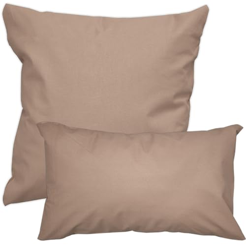 Nurtextil24 Kissenbezüge in 30 Unifarben und 20 Größen Graubraun 50 x 60 cm 100% Baumwolle mit Reißverschluss von Nurtextil24