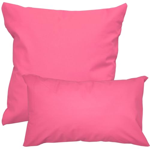 Nurtextil24 Kissenbezüge in 30 Unifarben und 20 Größen Pink 40 x 60 cm 100% Baumwolle mit Reißverschluss von Nurtextil24