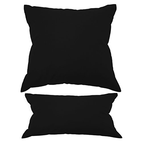 Nurtextil24 Kissenbezüge in 30 Unifarben und 20 Größen Schwarz 30 x 50 cm 100% Baumwolle mit Reißverschluss von Nurtextil24