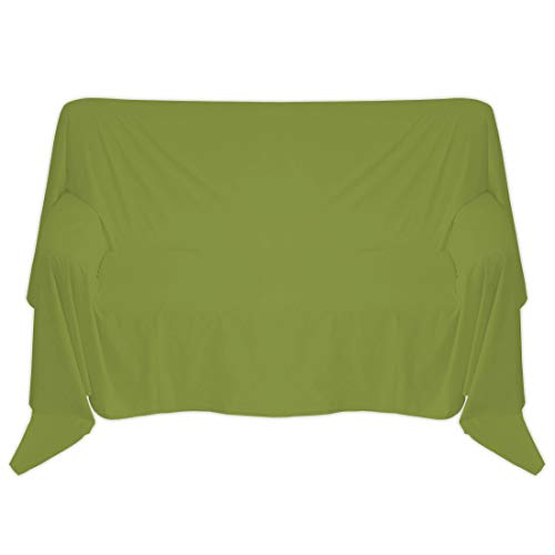 Nurtextil24 Sofaüberwurf in 30 Farben und 4 Größen Überwurf aus 100% Baumwolle Mittelgrün 150 x 240 cm von Nurtextil24