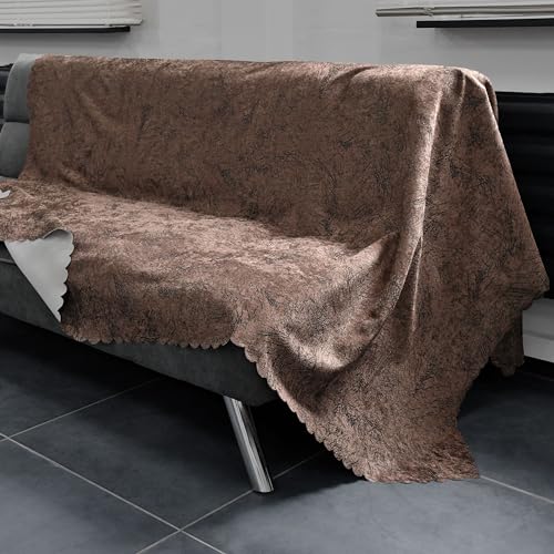 Nurtextil24 Sofaüberwurf rutschfest Braun (165 x 205 cm) BÜGELFREI, Elastisch - Sofaschutz speziellen Antirutsch-Rücken - Sofaschoner Sitzfläche- Couchdecke Überwurf Rutschsicher - Sofa Überwurfdecke von Nurtextil24