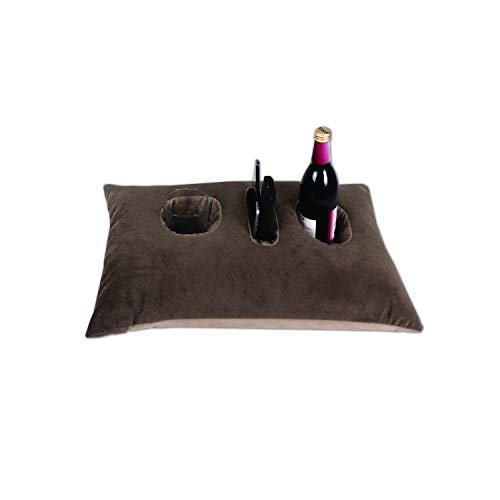 Relax ME Kissen Multifunktional Allzweckkissen -Tablett & Getränkebehälter- Tolles Geschenk Idee - Multifunktionskissen, Sofakissen, Kopfkissen, Dekokissen, Reisekissen - BraunBeige 40 x 60 cm - von Nurtextil24