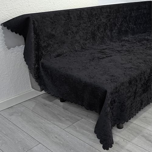 Sofaüberwurf Rutschfest Schwarz (165 x 205 cm) BÜGELFREI, Elastisch - Sofaschutz speziellen Antirutsch-Rücken - Sofaschoner Sitzfläche- Couchdecke Überwurf Rutschsicher - Sofa Überwurfdecke von Nurtextil24