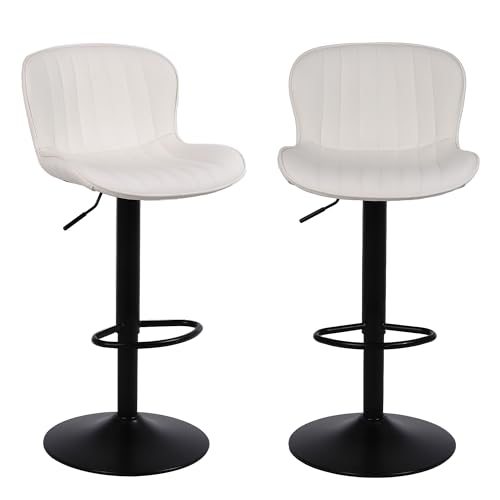 Nusetx Barhocker 2er Set, Barstuhl Höhenverstellbar, Barstühle mit Lehne und Fußstütze, Drehbar Küchenstühle Bar Stool für Esszimmer, Küche und Theke, Beige von Nusetx