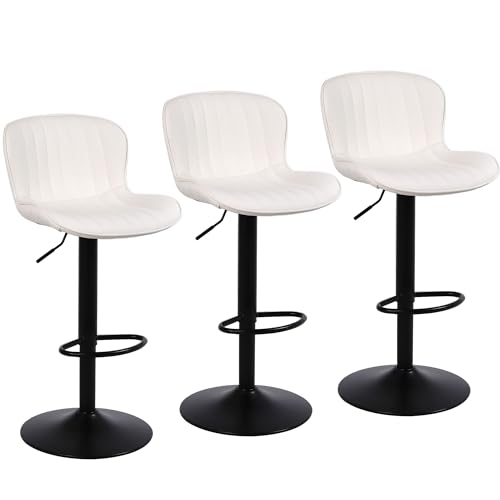 Nusetx Barhocker 3er Set, Barstuhl Höhenverstellbar, Barstühle mit Lehne und Fußstütze, Drehbar Küchenstühle Bar Stool für Esszimmer, Küche und Theke, Beige Nusetx Barhocker 3er Set, Barstuhl Höhenverstellbar, Barstühle mit Lehne und Fußstütze, Drehbar Küchenstühle Bar Stool für Esszimmer, Küche und Theke, Beige von Nusetx
