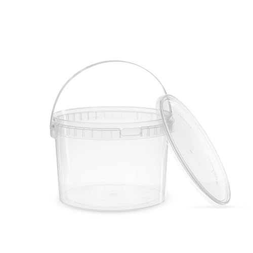 Eimer transparent 3L Fassung - Eimer mit Deckel & Henkel - Aufbewahrungsbehälter aus Kunststoff - leicht & wasserbeständig - praktische Aufbewahrungslösung für Ihr Zuhause - (50 x 3 L) von NussFuchs