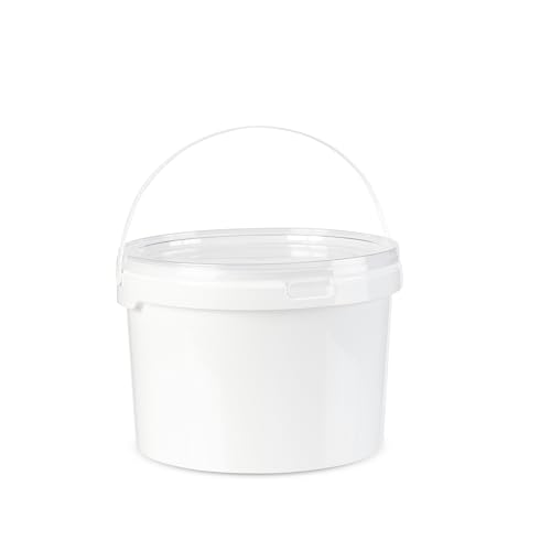 Eimer weiß 3L Fassung - Eimer mit Deckel & Henkel - Aufbewahrungsbehälter aus Kunststoff - leicht & wasserbeständig - Eimer in Weiß: Praktische Helfer für Jede Situation - (100 x 3 L) von NussFuchs
