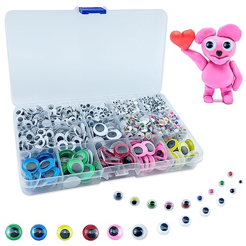 Nutabevr 1500 Stücke Selbstklebend Wackelaugen Geschenk für Kinder,Kunststoff Selbstklebend Puppe Farbige Augen für Kreatives Heimwerken Aufkleber,Spielzeug Zubehö,Bastelbedarf(Mehrere Größen) von Nutabevr