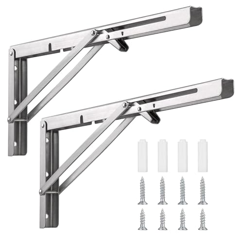 Nutabevr 2er-Pack Professionelle Edelstahl Klappkonsolen, 400mm Klappkonsole Tisch, Platzsparend Klappbares Regal, Wandmontierte Schwimmende Tischhalter dreieckige Halterungen, für DIY Werkbank Nutabevr 2er-Pack Professionelle Edelstahl Klappkonsolen, 400mm Klappkonsole Tisch, Platzsparend Klappbares Regal, Wandmontierte Schwimmende Tischhalter dreieckige Halterungen, für DIY Werkbank von Nutabevr