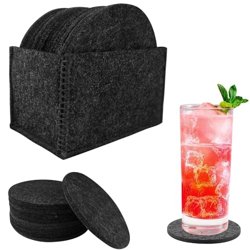 Nutabevr Filzuntersetzer Rund 12er Set mit 1 STK Aufbewahrungsbox, Glasuntersetzer in dunkelgrau Durchmesser von 10cm, Waschbarer Untersetzer, Filzuntersetzer für Tassen, Bar, Gläser,Tisch Deko Nutabevr Filzuntersetzer Rund 12er Set mit 1 STK Aufbewahrungsbox, Glasuntersetzer in dunkelgrau Durchmesser von 10cm, Waschbarer Untersetzer, Filzuntersetzer für Tassen, Bar, Gläser,Tisch Deko von Nutabevr