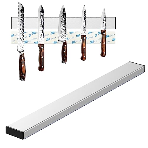 Nutabevr Magnetleiste Messer selbstklebend 40cm, Magnetischer Messerhalter der ohne Bohren montiert werden kann, Magnetleiste Messerblock aus Edelstahl, für alle Arten von Küchenmessern, Obstmessern von Nutabevr