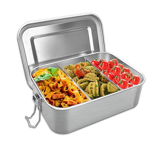 Nutabevr Brotdose Edelstahl, 850ml Lunchbox Auslaufsicher mit Abtrennung und Dichtring, nachhaltige und umweltfreundliche BPA-frei, Lunchbox, Vesperdose, Pausenbrot, für Erwachsene & Kinder von Nutabevr