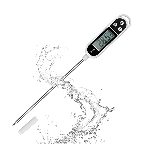 Nutabevr digital Küchenthermometer(Batterie Enthalten),Küchenthermometer LCD mit Langer Sonde,Instant Read,Hausmannskost-Thermometer,für Backen,Grill, Baby Milch, Wasser(-50°C bis +300°C) von Nutabevr