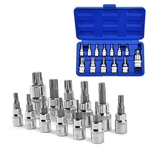 Nutmanel 13-teilige Torx-Bit-Steckschlüsselset Torx-Set Inbusschlüssel Torx Schraubenschlüssel Set T8 / T10 / T15 / T20 / T25 / T27 / T30 / T40 / T45 / T50 / T55 / T60 / T70 für Hauswartung DIY von nutmanel