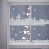 Christmas Village Szene Wandaufkleber. Festliches Fenster Sticker Decal. Xmas Dekorationssticker von NutmegWallStickers