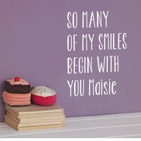 Personalisierter Wandaufkleber So Handmade Of My Smiles Fan With You.-Abziehbilder-Wandaufkleber-Zitat-Name Wandaufkleber-Personalisiertes Zitat von NutmegWallStickers