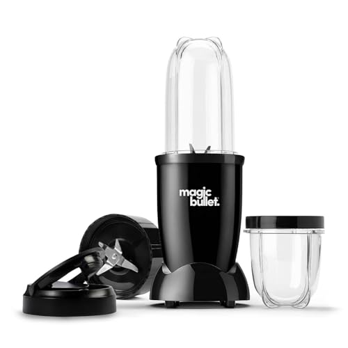 Magic Bullet Mixer 7-teiliges Set in Schwarz leistungsstark 10.000 U/min schlank kompakt und tragbar ideal für Smoothies Säfte Proteinshakes Milchshakes Suppen Salatdressings Salsa von NutriBullet