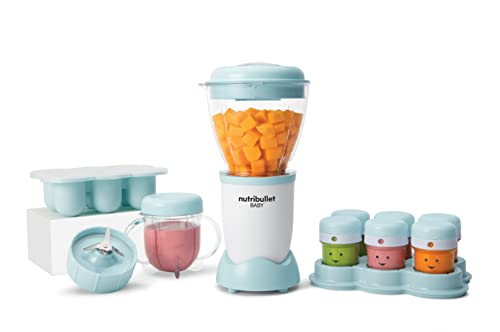 nutribullet Baby, Mixer für Babynahrung, Elektrischer Mixer, 200 Watt Leistung, 6 Gläschen, Gefrierschale, Silber von NutriBullet