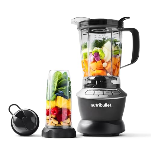 nutribullet Full Size Blender, Elektrischer Mixer, Multifunktionaler Stabmixer, Professioneller Mixer, 1000 Watt Leistung, 1,6l Becher, grau, NBF450DG von NutriBullet