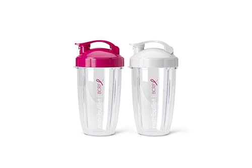 nutribullet® 680 ml To-Go-Becher und farbige Klappdeckel (Pink/Weiß) von NutriBullet