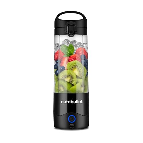 nutribullet Portable Mixer, 475ml BPA-freies Tritan Becher, Mini-Mixer mit 4-Punkt-Edelstahlklinge, Multifunktionsmixer, USB-C-Ladegerät, 15+ Mixvorgänge, NBP003B, Black von NutriBullet