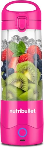 nutribullet Portable NBP003BP, tragbarer Mixer (475ml), wiederaufladbar, Mini Mixer, 4-Klingen-Messer, Tritanbecher, 15+ Zyklen pro Ladung, to-go, USB-C Aufladung, Pink von NutriBullet