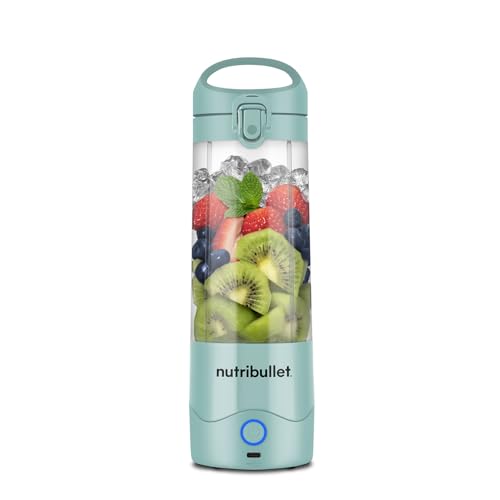 nutribullet Tragbarer Mixer in Hellblau – leistungsstarke Extraktorklinge, 475 ml Tasse, To-Go-Deckel, USB-C-Ladekabel und Benutzerhandbuch – Liefert über 15 Mischzyklen – Gesunde Shakes unterwegs von NutriBullet