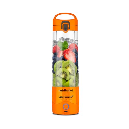 nutribullet Tragbarer Mixer in Zusammenarbeit mit McLaren Formel 1 Team – Papaya – auslaufsicherer Deckel für unterwegs – leistungsstarke Extraktorklinge – USB-C-Aufladung – über 15 Mischzyklen von NutriBullet