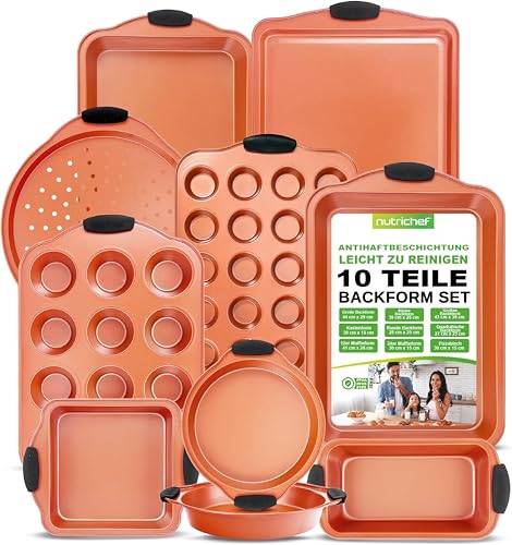 NutriChef 10-Teiliges Backformen Set – Backing Set – Backform Set inkl. Kuchenform, Backblech, Brotbackform, Muffinform, Muffinblech, Springform, Pizzablech, Backform Rund & Backform Rechteckig NutriChef 10-Teiliges Backformen Set – Backing Set – Backform Set inkl. Kuchenform, Backblech, Brotbackform, Muffinform, Muffinblech, Springform, Pizzablech, Backform Rund & Backform Rechteckig von NutriChef