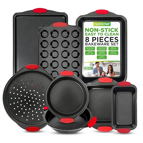 NutriChef 8-teiliges Backform Set Antihaftbeschichtet, Springform Set Spülmaschinengeeignet & Stapelbar, inkl. Muffinblech, Pizzablech, Springform & Co, Backset für Backofen, PFOA-, PFOS- & PTFE-frei NutriChef 8-teiliges Backform Set Antihaftbeschichtet, Springform Set Spülmaschinengeeignet & Stapelbar, inkl. Muffinblech, Pizzablech, Springform & Co, Backset für Backofen, PFOA-, PFOS- & PTFE-frei von NutriChef