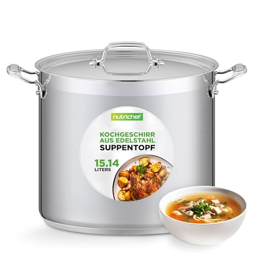 NutriChef Marmite Acier Inoxydable 18/8 avec Couvercle 15L Grande Résistante Compatible Induction NutriChef Marmite Acier Inoxydable 18/8 avec Couvercle 15L Grande Résistante Compatible Induction von NutriChef