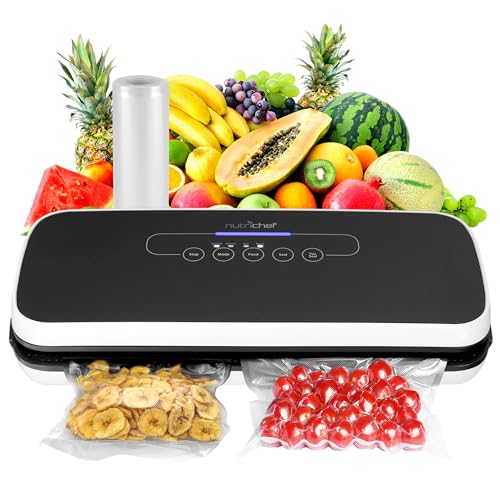 nutrichef Vakuumiergerät | Automatische Vakuum Air Dichtungssystem für haltbarmachung W/Starter Kit | Kompaktes Design | | getestet Trockenfutter & Moist Modi | LED Kontrollleuchten (schwarz) von NutriChef