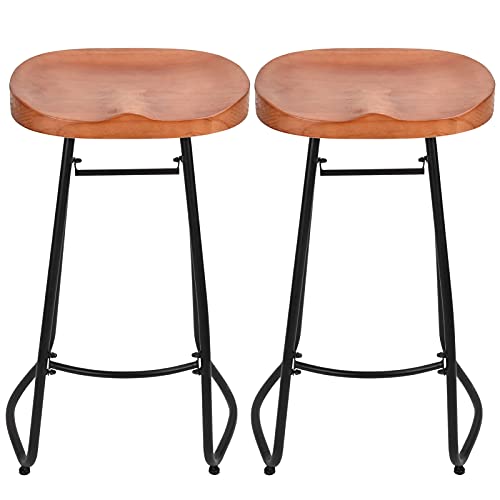 NutriEss BARHOCKER Paar HOCHWERTIGE EISENHOLZ BARSTUHL OHNE RÜCKENLEHNE STABIL UND LANGLEBIG FÜR KÜCHE GASTSTÄTTEN 51X42X75CM 100KG TRAGLAST von NutriEss