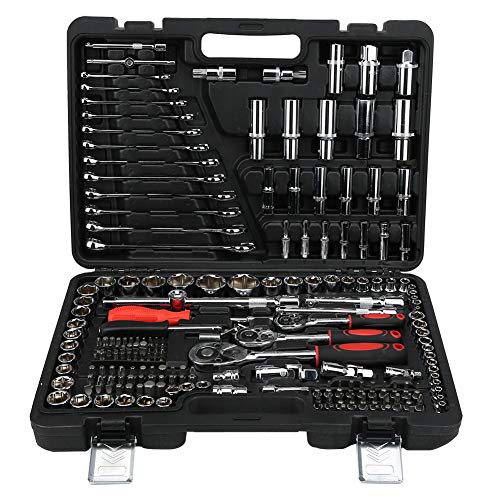 NutriEss Ratchet Wrench Set Professionell Hochwertig 215 Teile Werkzeugkasten Mit 1/4 Zoll 3/8 Zoll 1/2 Zoll Steckschlüssel Set Für Mechaniker Heimwerker Aus Chrom Vanadium Stahl NutriEss Ratchet Wrench Set Professionell Hochwertig 215 Teile Werkzeugkasten Mit 1/4 Zoll 3/8 Zoll 1/2 Zoll Steckschlüssel Set Für Mechaniker Heimwerker Aus Chrom Vanadium Stahl von NutriEss