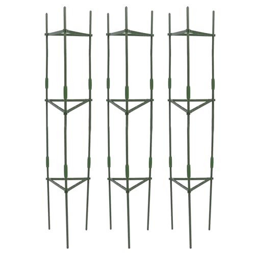 Nutriess Tomaten Käfig Gartenpflanze Unterstützung 3PCS Triangular Heavy Duty 120 cm 47,2 Zoll für Innentöpfe im Innenbereich (120cm) von NutriEss