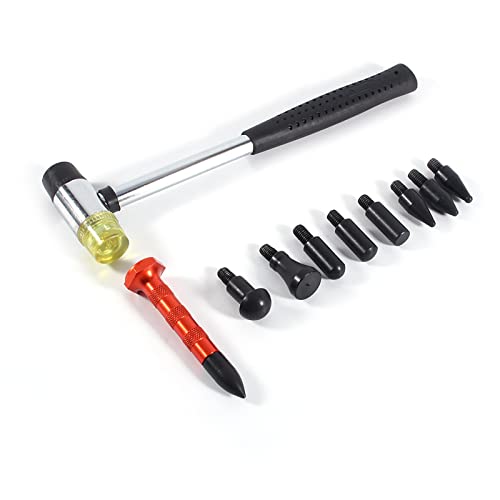 Paintless Dent Tool Kit 9 Köpfe Tap Down Hammer Profi Werkzeug für Autoblech Reparatur Lackfreie Dellenentfernung Metall Gummi 25 5 x 7 x 2 cm von NutriEss
