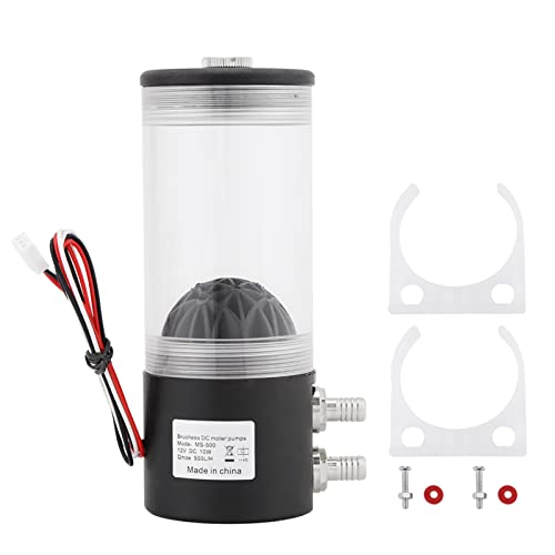 Wasserkühlung Pumpentank Kit 500L H 10W DC 12V leise und hochleistungsfähig für PC Wasserkühlungssysteme mit 250ml Tankkapazität und G1 4 Gewindeanschluss von NutriEss