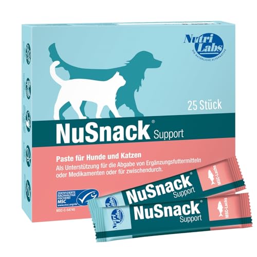 NutriLabs NuSnack® Hunde & Katzen Snacks 25 Sachets à 10 g - Medikamentenversteck für Haustiere - Leckerli mit Lachsgeschmack - Leckereien für stressfreie Medikamentengabe etc. von NutriLabs