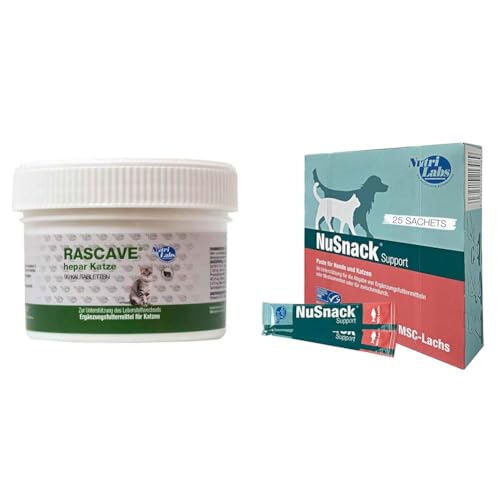 Unser Vorteilspack: NutriLabs Rascave Hepar Katze Tabletten 90 STK. & NuSnack Schleckpaste als Leckerlie oder zur Medikamentengabe Unser Vorteilspack: NutriLabs Rascave Hepar Katze Tabletten 90 STK. & NuSnack Schleckpaste als Leckerlie oder zur Medikamentengabe von NutriLabs