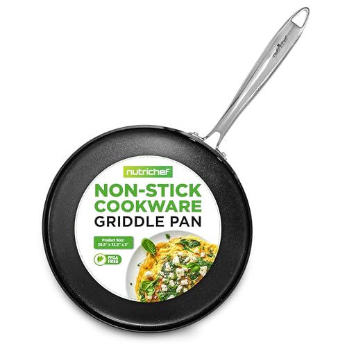 NutriChef 12 Inch Crepe Pan Non Stick, Ideal for Pancakes, Dosa & Tortillas, Hard-Anodized, Dishwasher Safe von Nutrichef