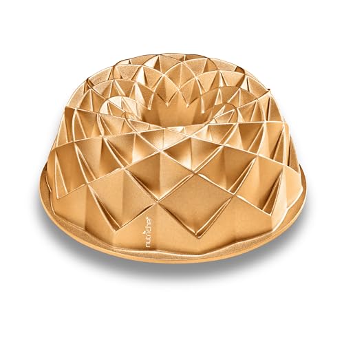 NutriChef 22,9 cm Gugelhupfform – dickes und schweres Aluminiumguss-Backgeschirr mit 2 Schichten Antihaftbeschichtung – französisches Kranz-Design für gleichmäßiges Backen bis zu 500 Grad – leicht zu von Nutrichef